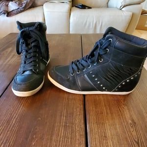 Womens High Top Studded Sneakers